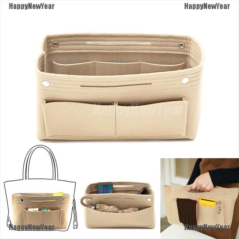 Happy New Year Women s Handbag Organizer Bag Purse Insert Bag Felt Multi Pocket Tote Useful Bag Shopee Philippines