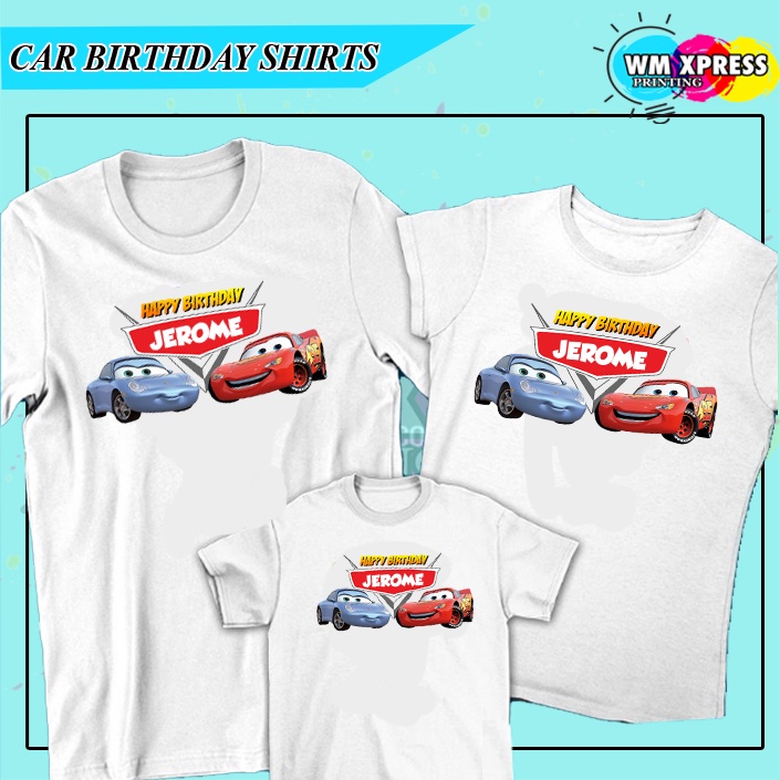 CARS FAMILY BIRTHDAY SHIRTS CARS CUSTOMIZED SHIRT CARS FAMILY SHIRT MCQUEEN LUIGI FILMORE SALLY CARS