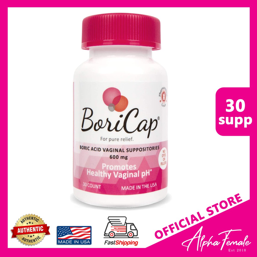 Boricap Boric Acid Vaginal Suppositories, Made in USA, 30 pcs, for BV