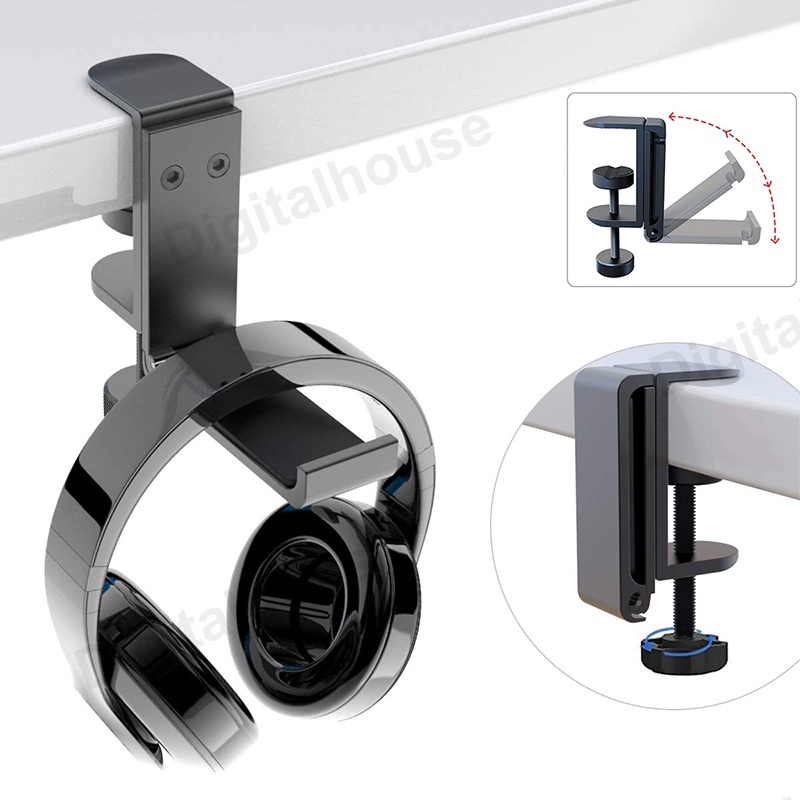 Aluminum Headphone Stand Hanger Foldable Headset Holder Clamp Hook Under  Desk Save Your Space While Working Gaming for PC Gaming, Office, Backpack 