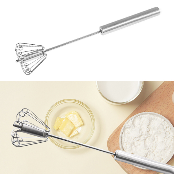 Hand Push-Down Zip Whisk 10 Stainless Steel Rotary Whisk - Easy to  Use,Semi-Automatic Whisk Mixer Egg Milk Beater 
