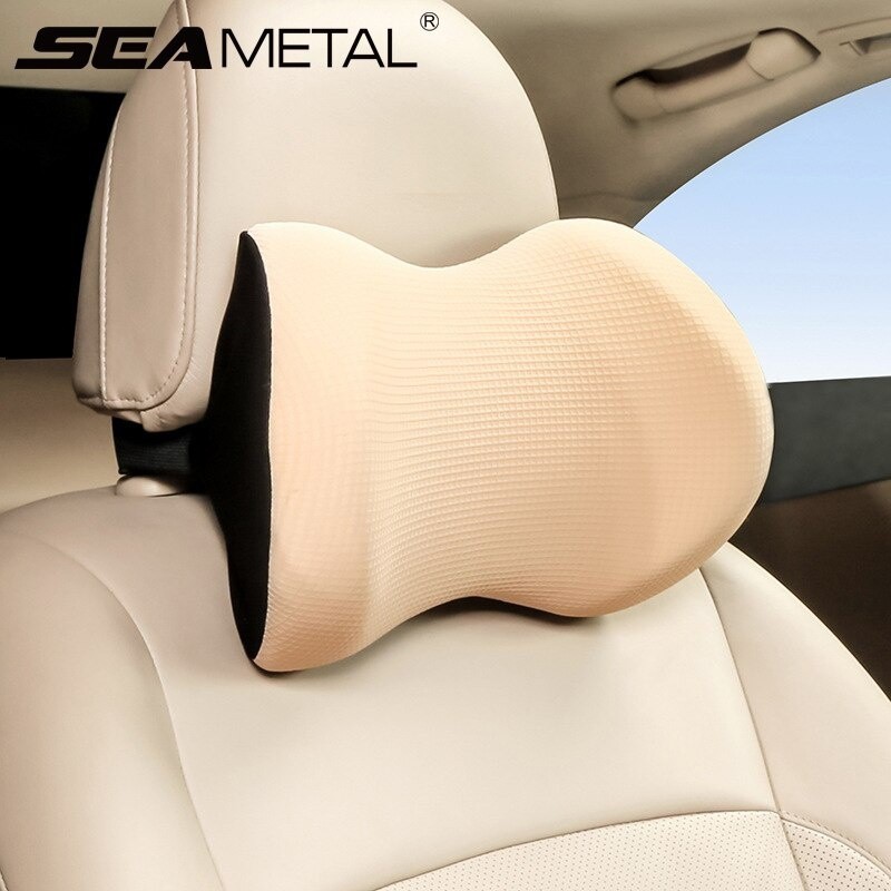 New Car Headrest Seat Head Neck Rest Massage Memory Foam Cushion