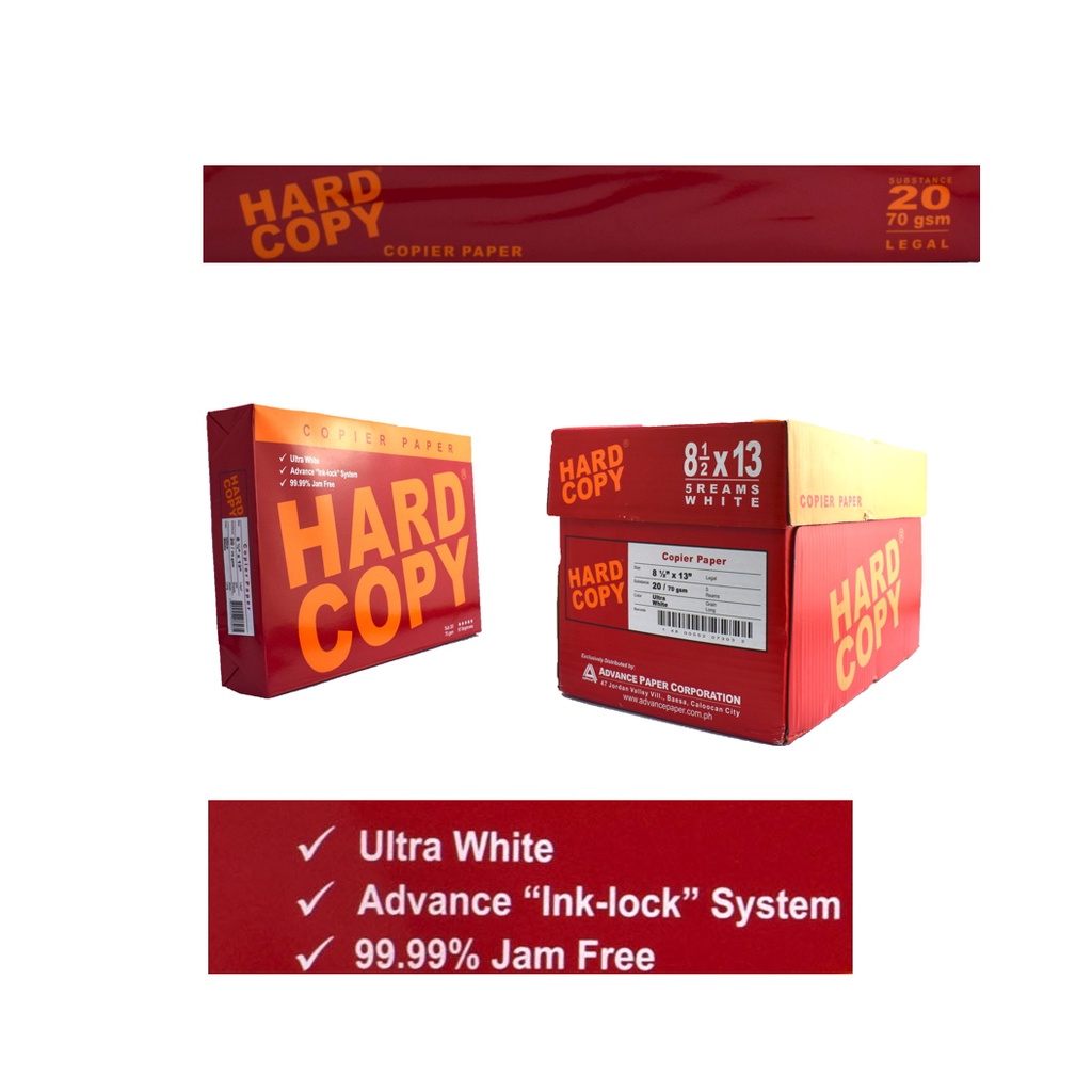 Hard Copy Bond Paper 1 Ream 500 Sheets Legal or Long Bond Paper 70gsm