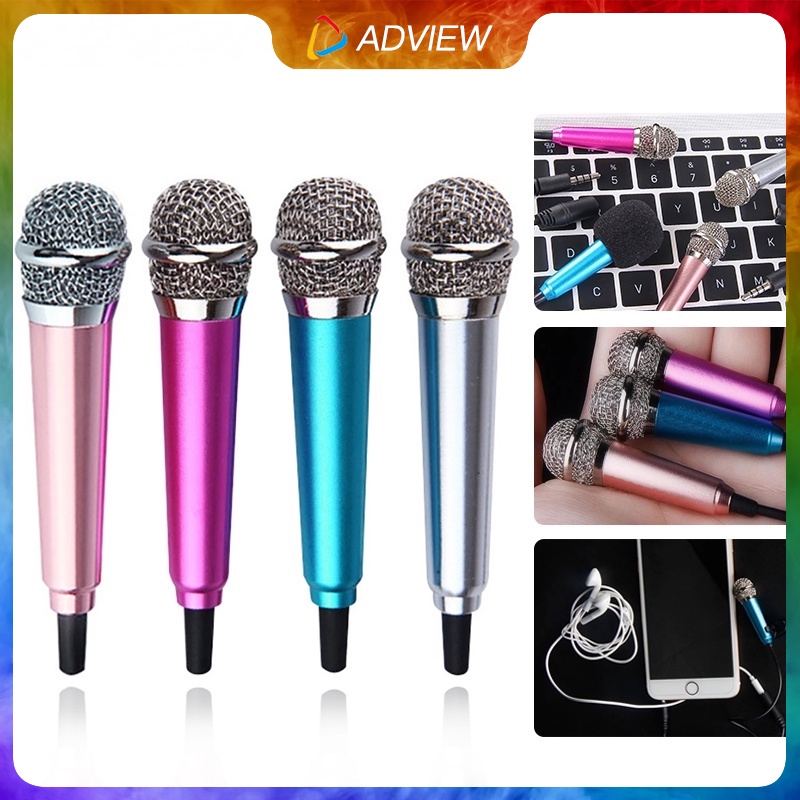 Portable 3.5mm Mini Microphoe Phone Karaoke Mic for Cell Phone with Sponge  Cap