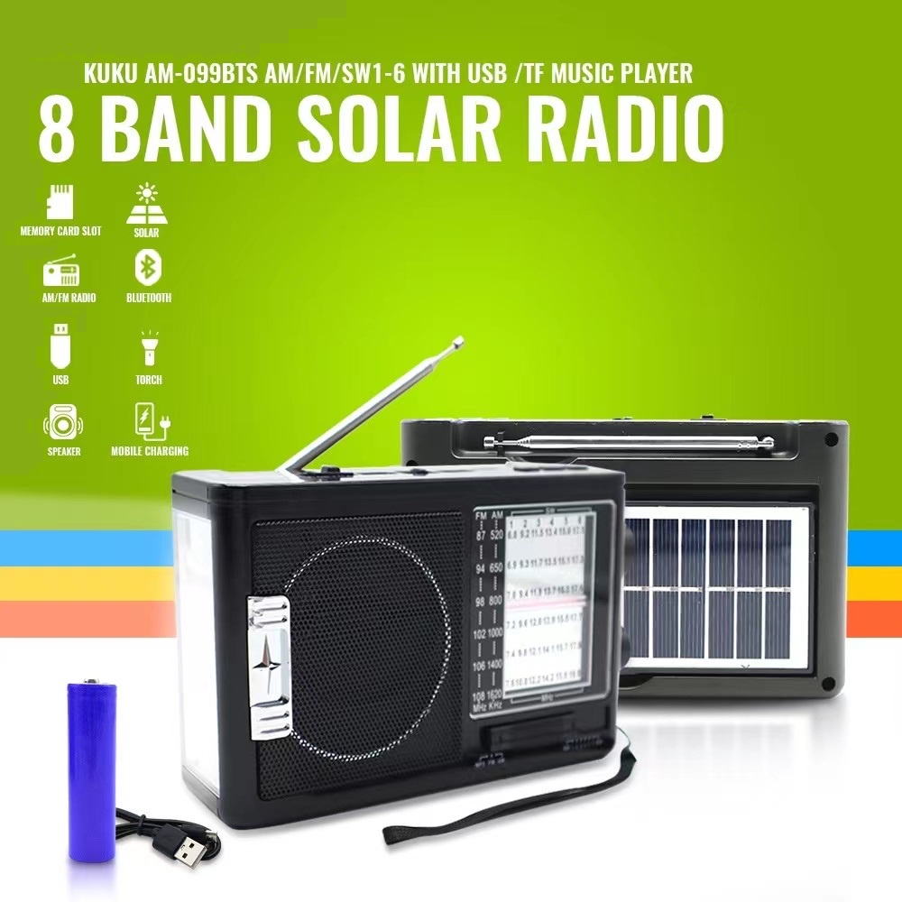 Solar Bluetooth AM/FM/SW 4 band Radio FP-255BT with USB/TF music player ...