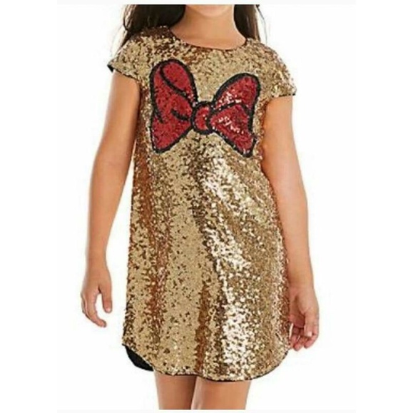 Disney Minnie Mouse Gold Sequin Shift Dress