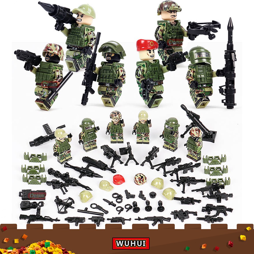 【Ready Stock】ↂWUHUI 6PCS Lego SWAT Military Army WW2 Minifigures Toy ...