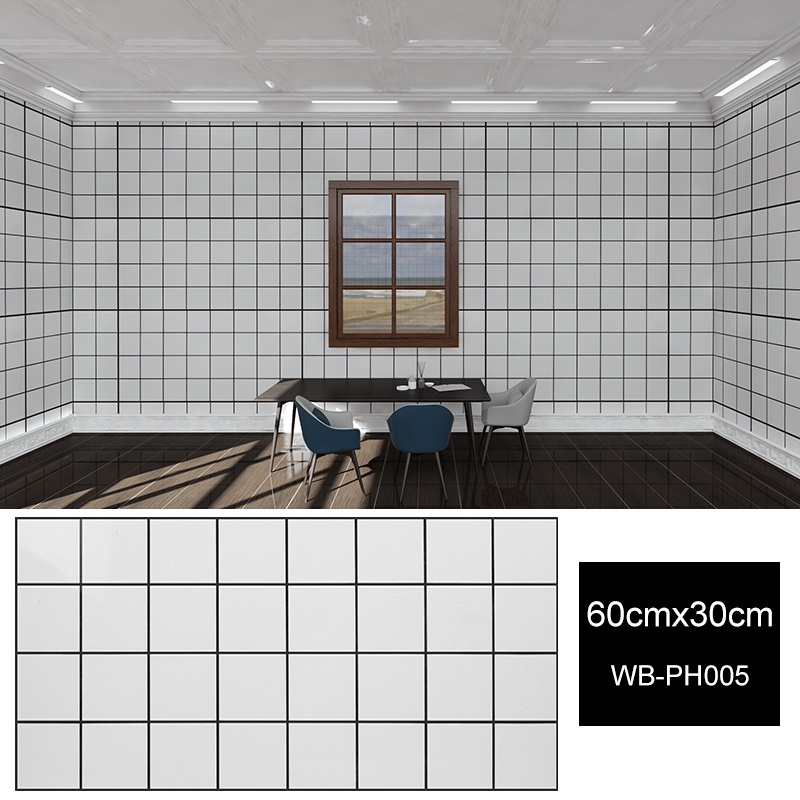 2mm Thick Vinyl Wall tile Sticker SXP Material 60X30cm Pvc Self