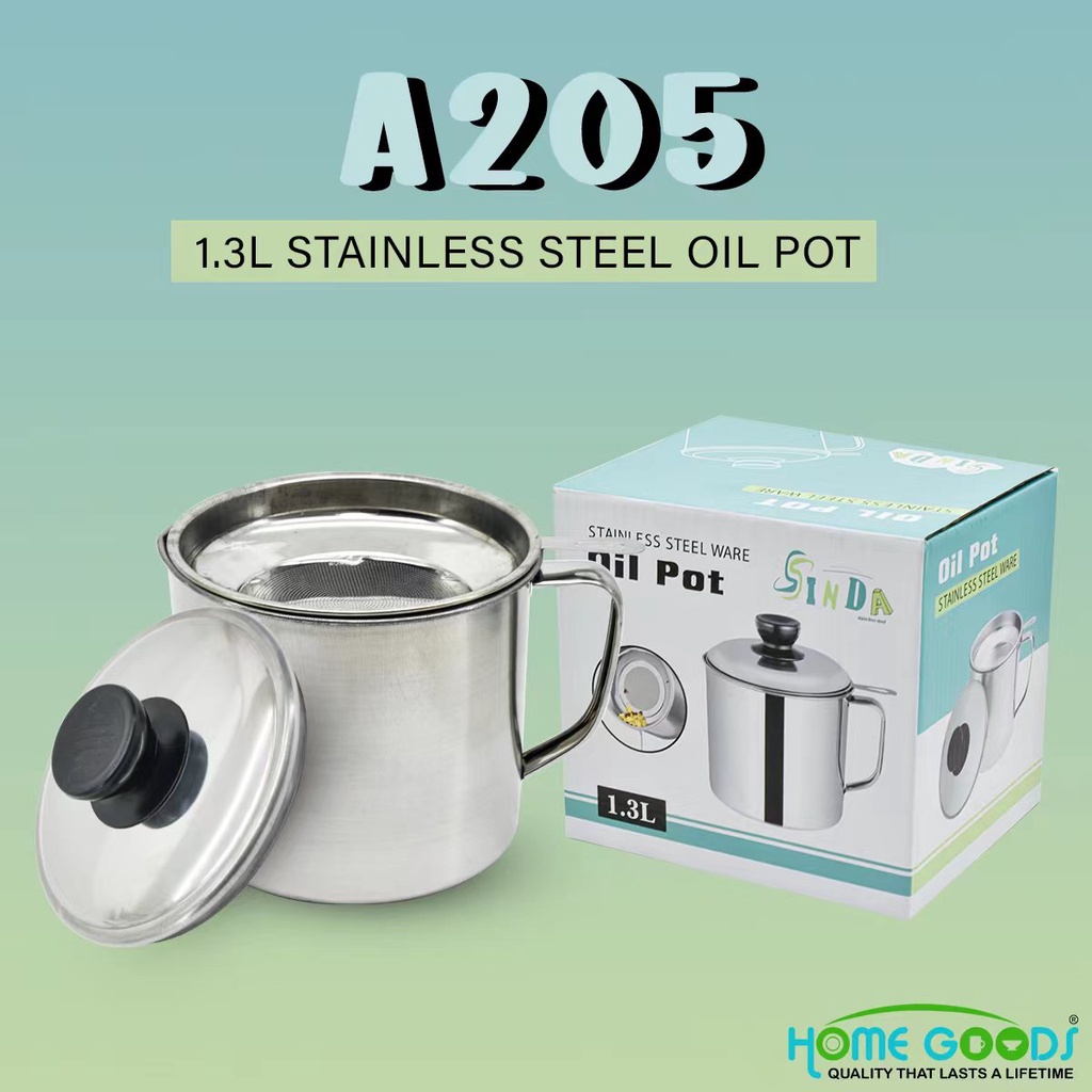 [ Basic Home ] 1.3L Stainless Steel Oil Pot Oil Container Oil Strainer