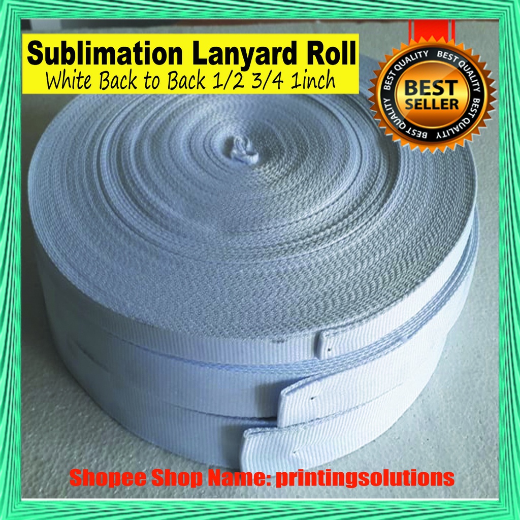 1 Inch White Sublimation Lanyard Rolls - 100 Yards/Roll