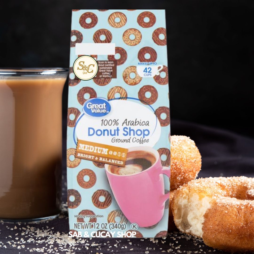 Great Value Donut Shop 100 Arabica, Medium Roast, Ground Coffee 12 oz Shopee Philippines