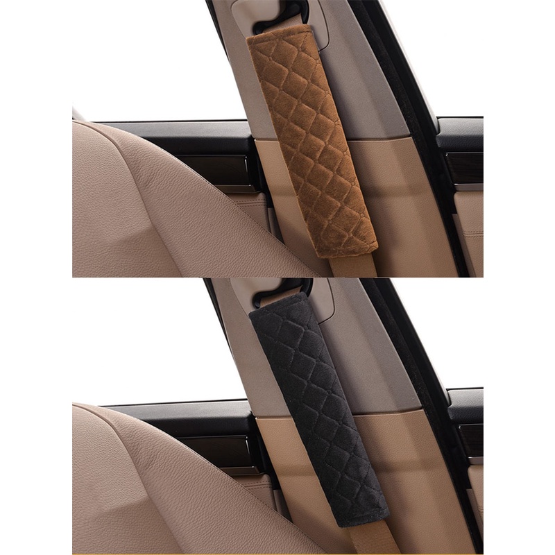 2-Piece Soft Plush Seat Belt Covers - Comfortable Shoulder Pad Car Accessories, Black