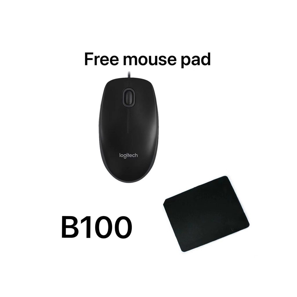 (Free mouse pad)Logitech B100 800dpi Wired USB Mouse, 3Buttons