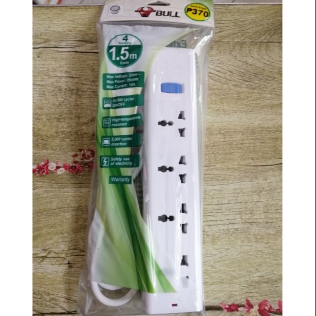 BULL Extension Board 4 sockets 1.5mtr | Shopee Philippines