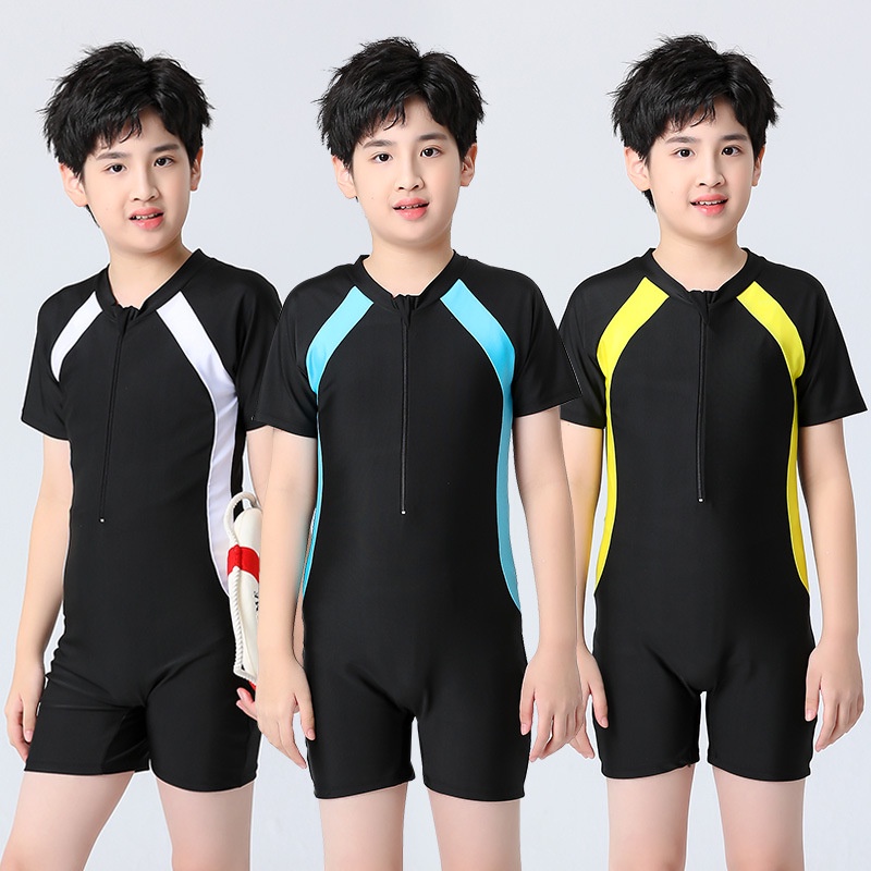 Boys Swimsuit Children Siamese Teen Student Swimwear Zipper Tight 2022 Summer Breathable Swimming Clothing Shopee Philippines