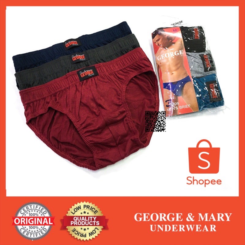 8809/3pcs GEORGE Men's Briefs 3in1 | Shopee Philippines