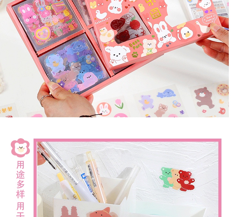 100 Sheets/set of Stickers Cartoon Animal Stickers Transparent ...