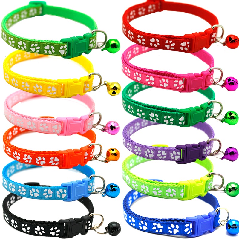 Dog Collar and Cat Collar Pet Collar Adjust Safety Buckle Bell Leash