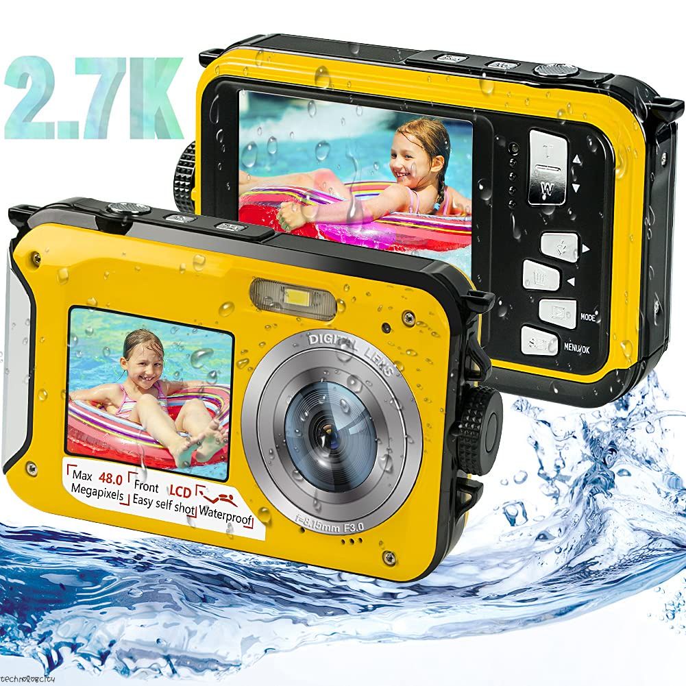 Waterproof Camera Underwater Camera for Snorkeling 2.7K 48MP Video