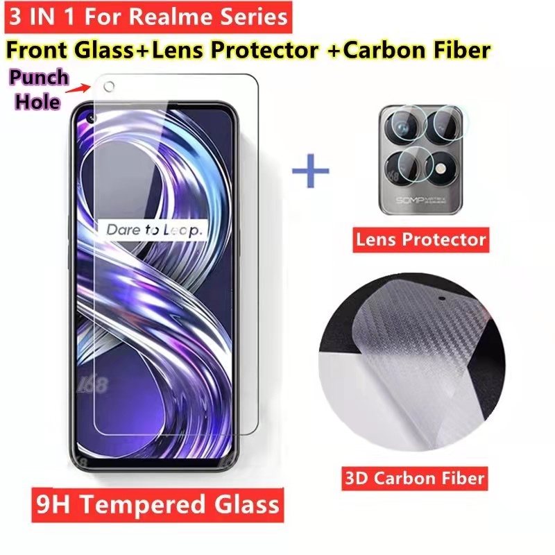 Realme 8i Tempered Glass Screen Protector Realme 5G Pro Full Screen  Cover Camera Lens Protector 3D carbon Fiber