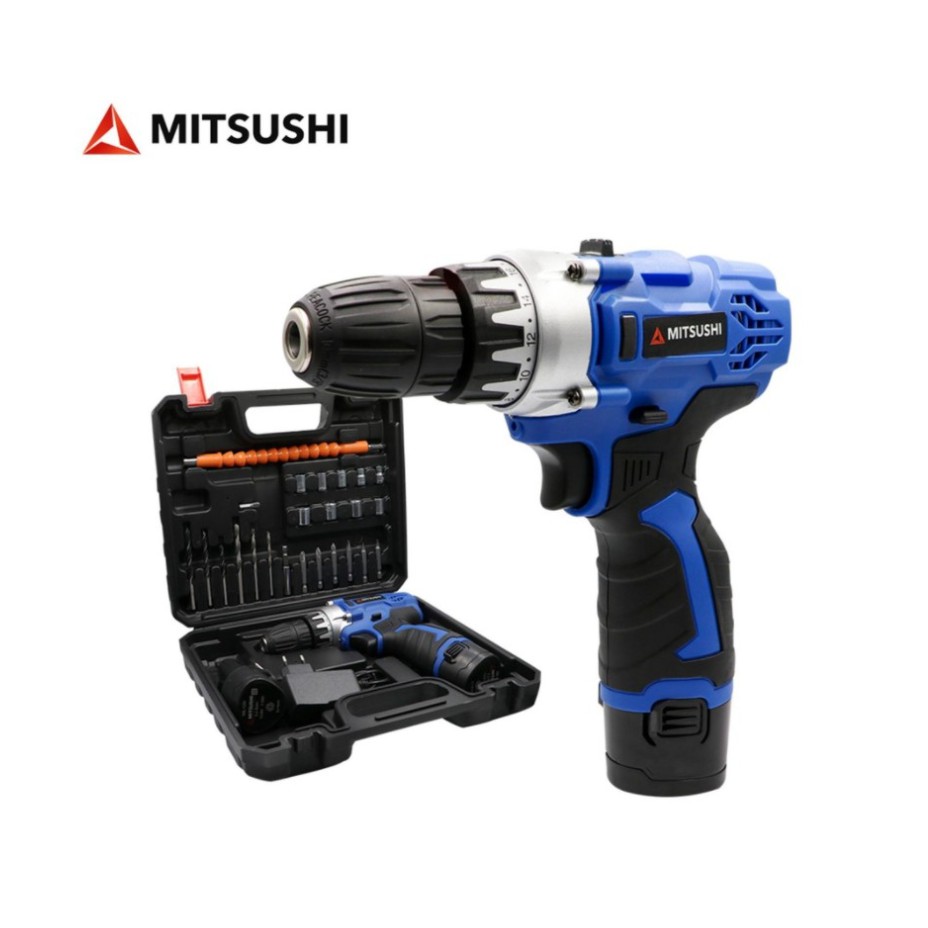 Mitsushi Cordless Drill Driver 12V Double Speed with 2 Li ion