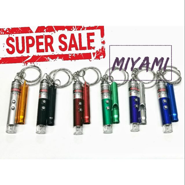 Miyami 6set earthquake emergency whistle laser flashlight keychain set ...