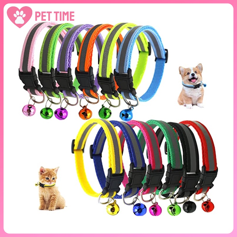 DOG CAT COLLAR Pet Reflective Collar 1932cm Adjust Safety Buckle Bell
