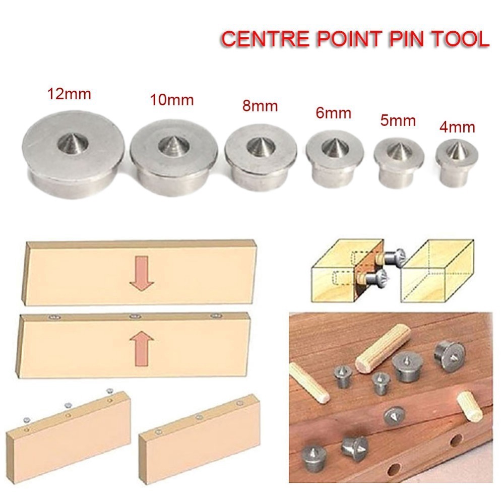 6pcs Woodworking Dowel Centre Point Pin Set 4/5/6/8/10/12mm Dowel Tenon ...