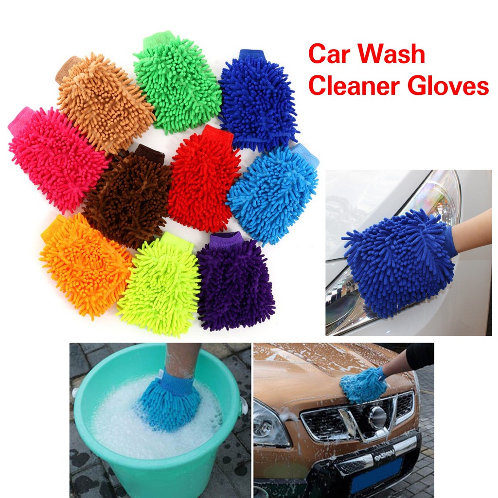 CP 2 in 1 Chenille Back to Back Car Wash Gloves Dish Cloth Cleaner Mitt ...