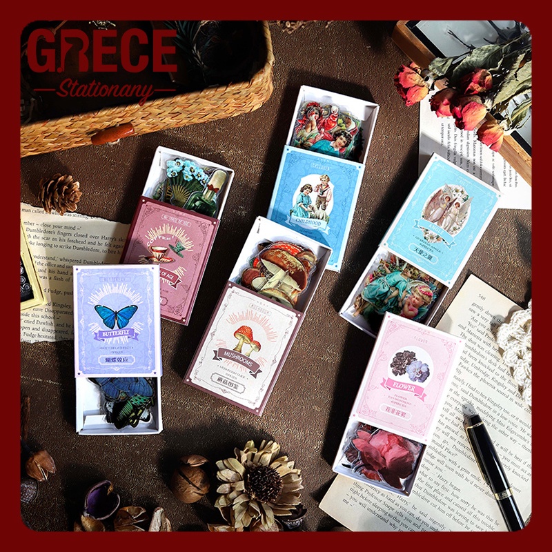 Matchbox stickers retro time series literary Journals diy material art ...
