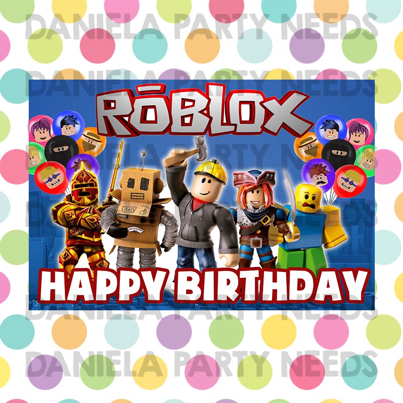 Roblox Birthday theme Poster | Roblocks Theme Party Banner (Design-Blue ...