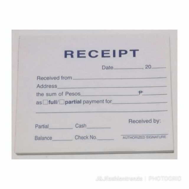cash receipt acknowledgement