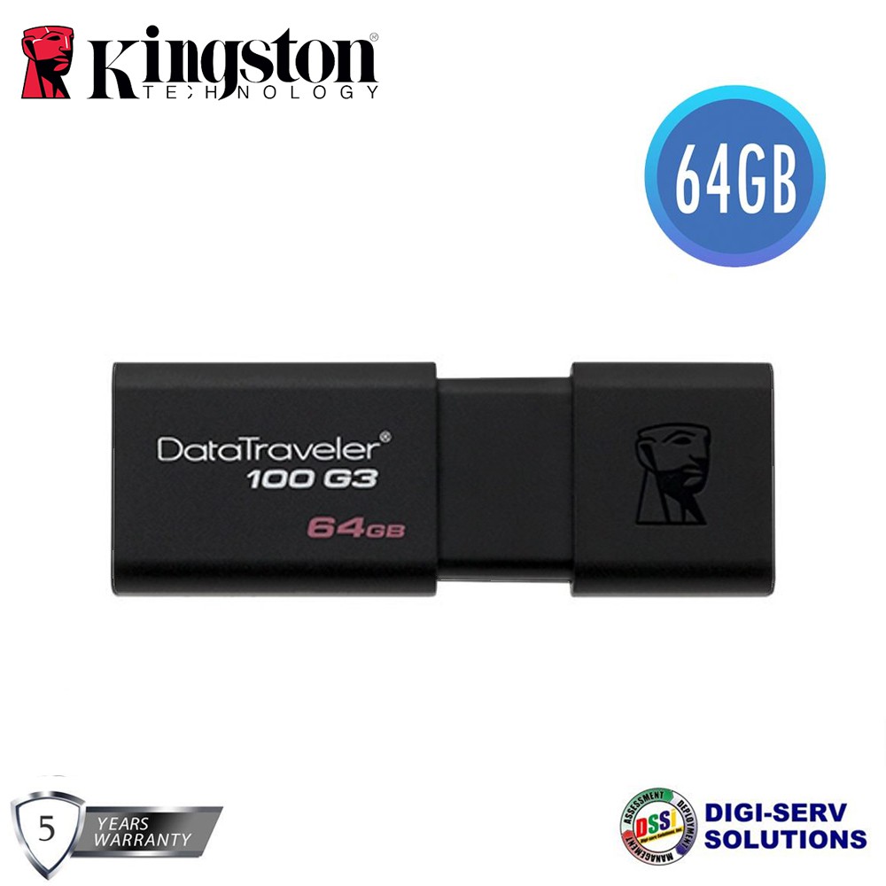 Kingston 64GB DataTraveler 100 G3 USB 3.0 Flash Drive (DT100G3/64G ...