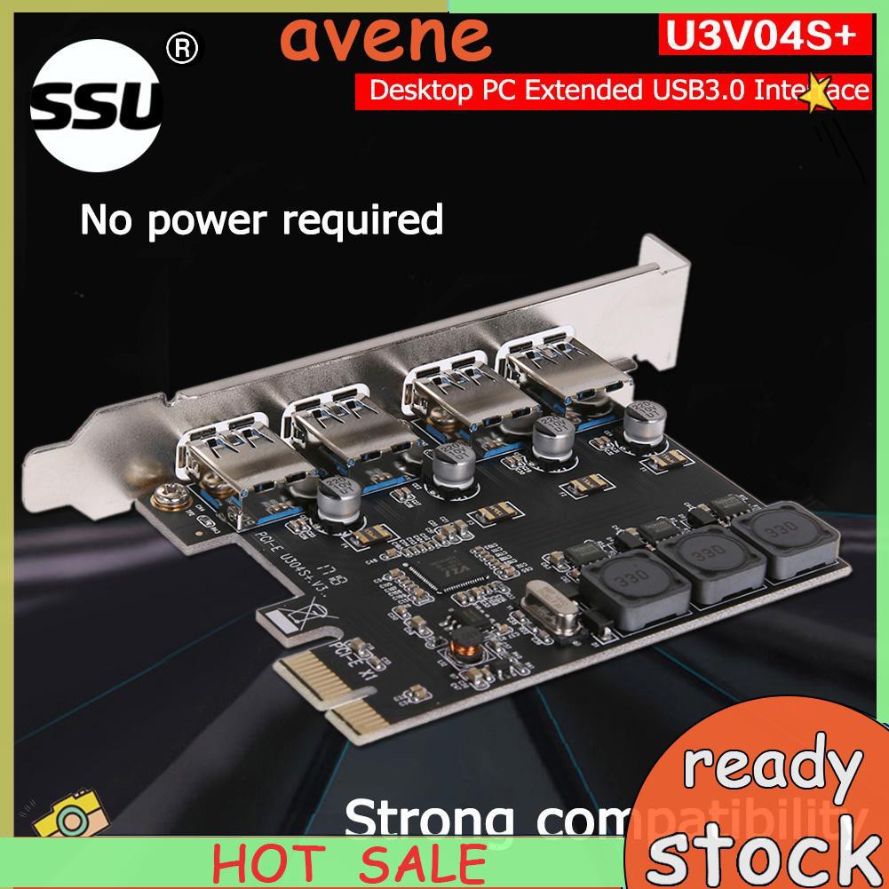 4 Port USB 3.0 PCIe Expansion Card PCI Express PCIe USB Hub Adapter SSU