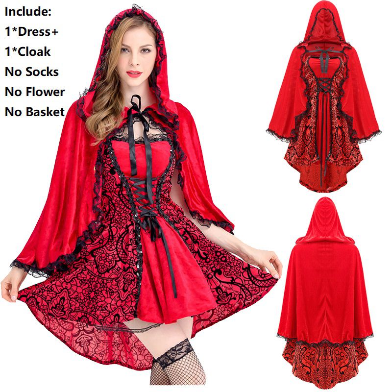 Stylish Little Red Riding Hood Cape Costume With Sorceress And Witch ...