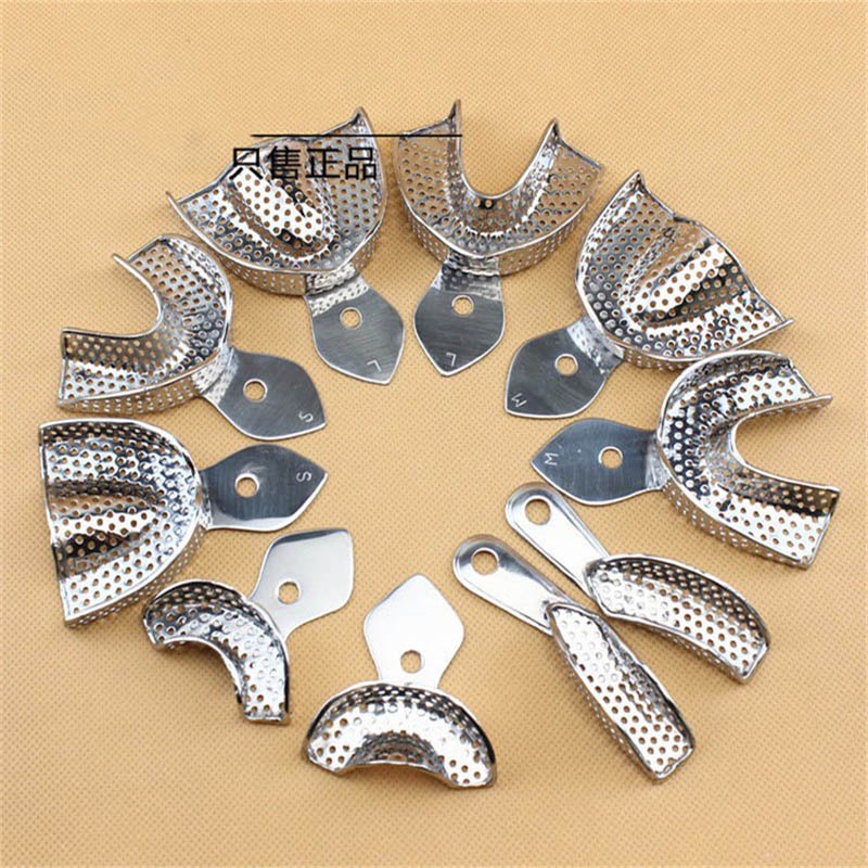 10pcs/Set Stainless Steel Dental Impression Tray Autoclavable Upper