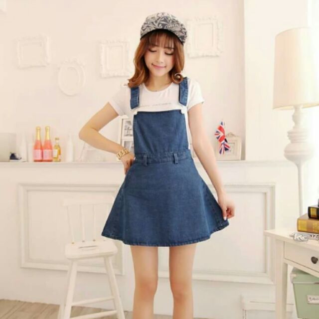 Korean Denim Jumper Dress Shopee Philippines