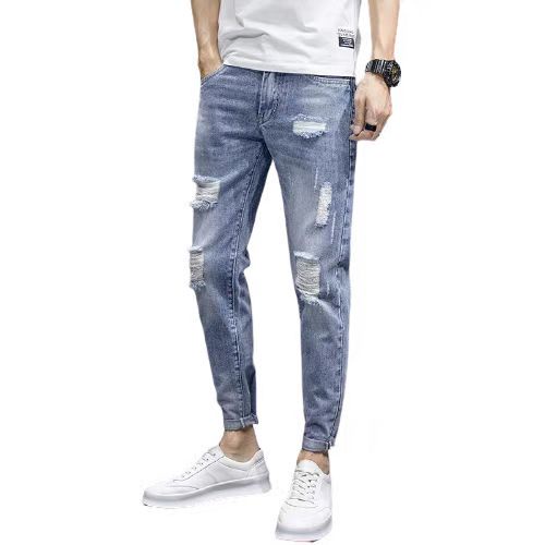 Men’s Skinny Jeans Denim Tattered Ripped Manong Pants for Men/Cod ...