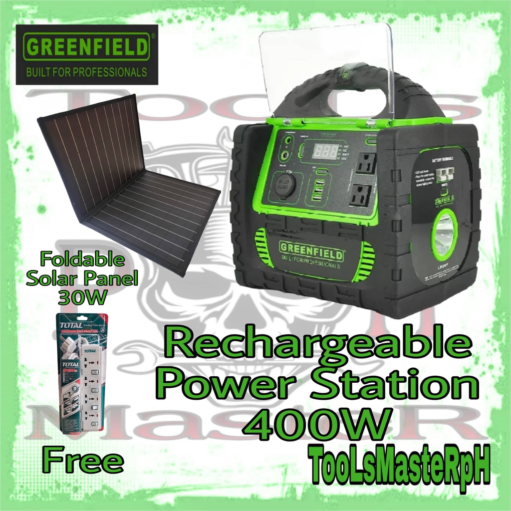 GREENFIELD 400W Rechargeable Power Station GPS400W with 30W Foldable