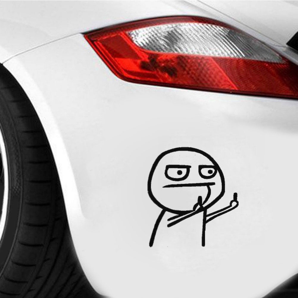 Funny Middle Finger Smiley Face Decal – Yellow Glossy Vinyl – Car, Truck, Bumper, Window