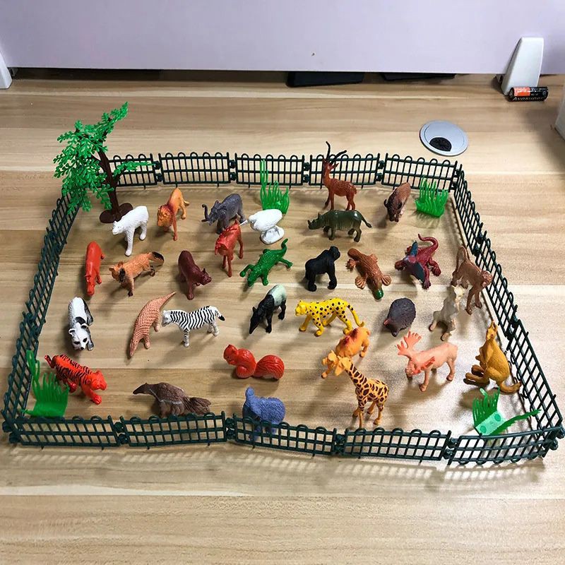 53pcs/set Wild Animals Zoo Safari Farm Playset Toy Animal Figures Kids  Children Gift