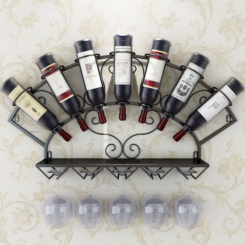 Modern Metal Wine Holder Rack for 7 Bottles Wall Mounted Wine Bottle ...