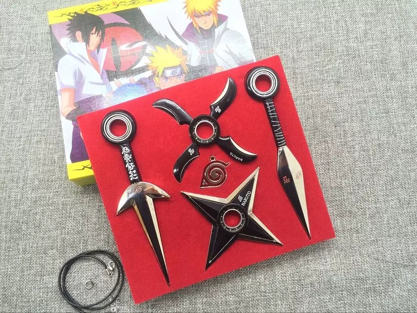 anime One Set Metal Toy Sword Naruto Kunai Knife Throwing Set Mini Naruto  Weapon Toys Ninja Knife Na
