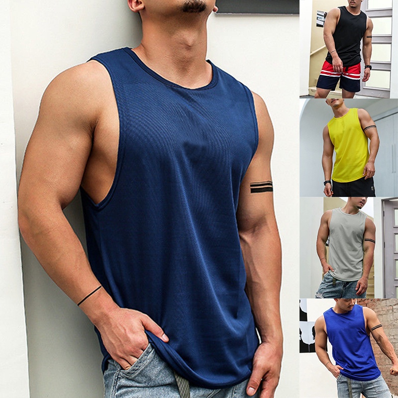 Men's Tank Tops Mens Sportswear Quick Dry Singlets Cotton Training