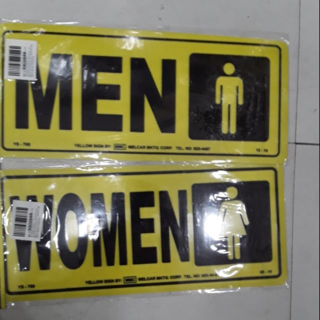 Wall Signages Comfort Room MEN or WOMEN Yellow Signages Shopee