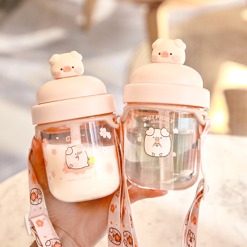 Influencer HighValue Jiji Pig Twisted Straw Cup Plastic ShockResistant High Temperature