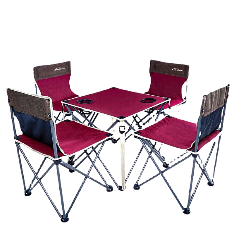 Folding table and chair 5-piece set outdoor portable camping