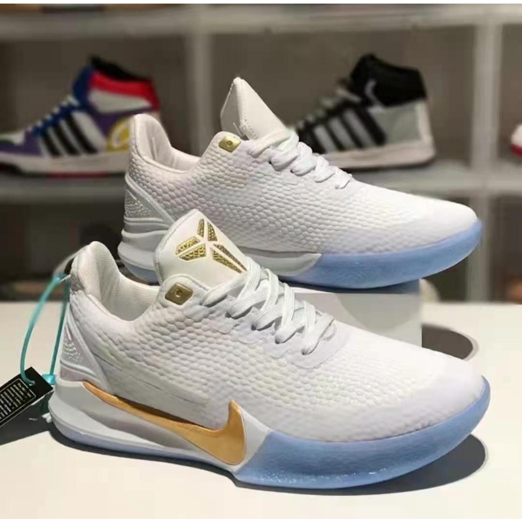 Basketball Shoes Spike Kobe Mamba Focus Ep White Gold Basketball Shoes For Men With Box 989 Shopee Philippines