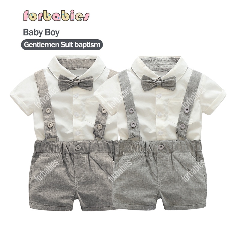 Baby boy christening outfit Gentlemen Jumper+Suspender Pants Formal