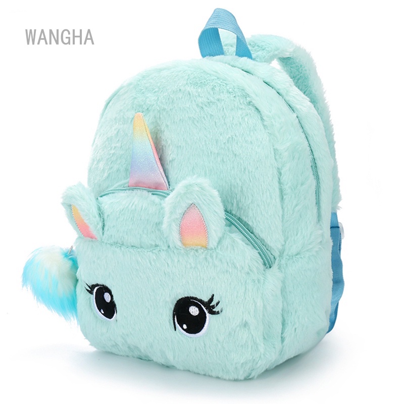 insWangha Plush Unicorn Backpack Fluffy Unicorn School Bag Baby ...